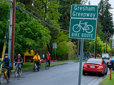 Bicyclists on a Gresham Greenway