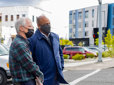 Congressman Earl Blumenauer and Mayor Stovall in downtown Rockwood